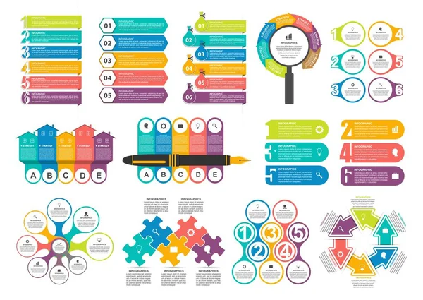 Bündeln Sie Infografik-Elemente im flachen Stil für Unternehmenspräsentationen und Broschüren. — Stockvektor