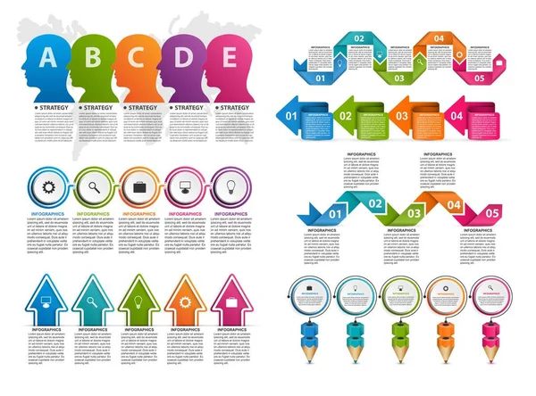 Infographic Elements Collectie. Vectorontwerpelementen. Infographics voor zakelijke presentaties of informatie banner, workflow layout, flow chart. — Stockvector