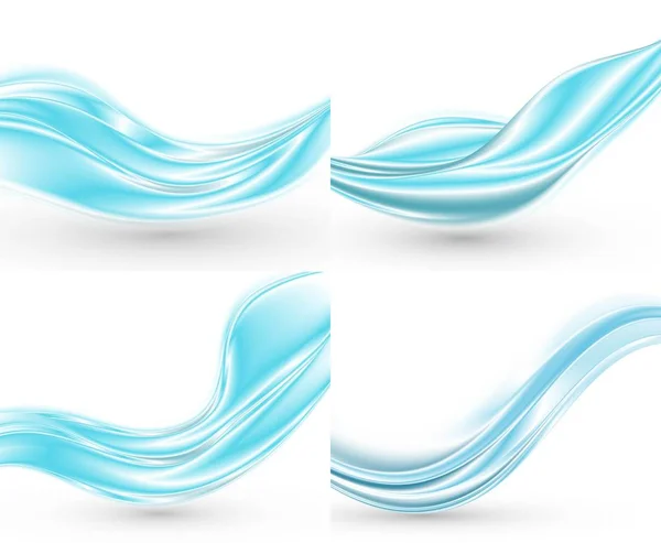 Bündel abstrakte blaue Wellen Hintergründe. — Stockvektor