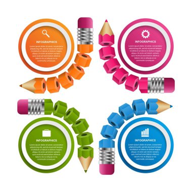 Kalemle bilgi grafikleri şablonu. Eğitim veya iş sunumları, bilgi pankartı için kullanılabilir.