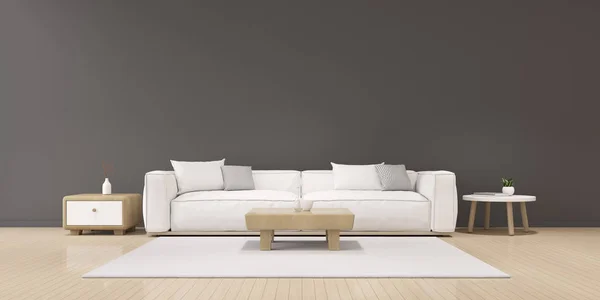 Perspektive Des Modernen Luxus Wohnzimmers Mit Weißem Sofa Und Beistelltisch — Stockfoto