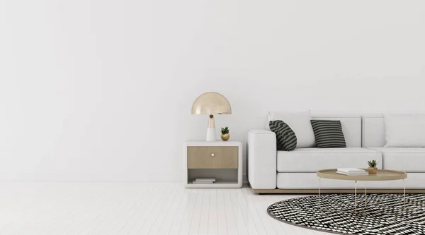 View Living Room Space Sofa Side Table Empty Wall Bright — Free Stock Photo