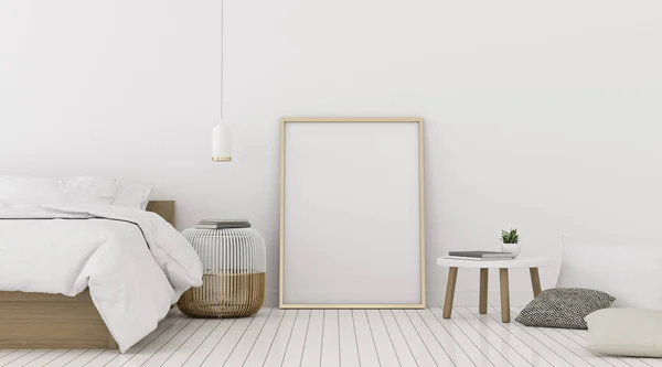 Perspectiva Dormitorio Moderno Con Marco Imagen Lámpara Colgante Blanca Idea — Foto de stock gratis