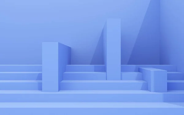 Minimo Spazio Interno Con Forma Geometrica Colore Blu Luce Del — Foto Stock