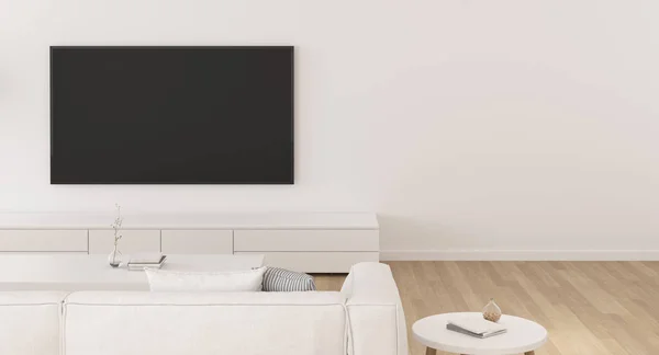 View Minimal Living Room Plain Wall Interior Design Furniture Laminate — ストック写真