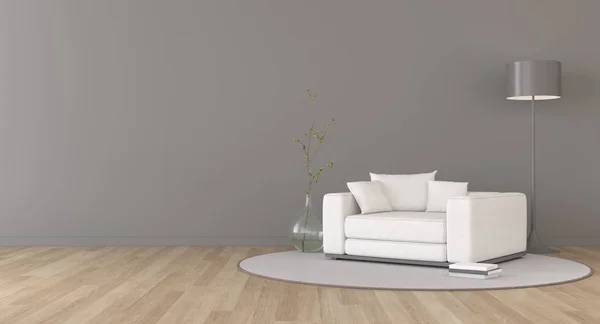 View Grey Living Room Minimal Style Sofa Small Side Table — Stok fotoğraf