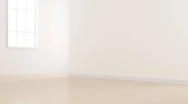 Mock White Empty Room Wood Laminate Floor Sun Light Cast — Stock Photo, Image