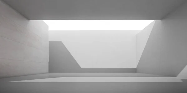 Abstract of architecture space with rhythm of concrete block with sun light cast shadow on the wall. Cement texture. 3D rendering.