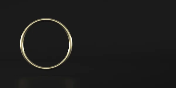 Abstract Geometric Shape Golden Ring Dark Background Minimal Style Rendering — стоковое фото