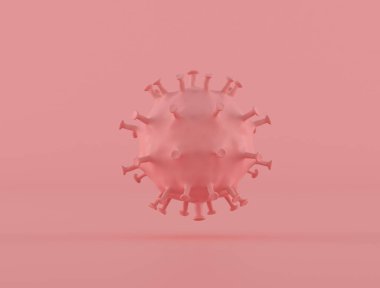 Minimal image of corona virus cells,Covid-19 on pink background. 3D rendering. clipart