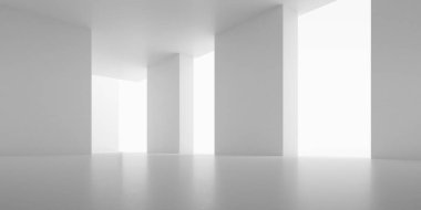 Güneş ışığının olduğu soyut beton alan gölgeyi duvara, geometrik yapıya, müze alanına, vahşet mimarisi perspektifine, 3D görüntüye yansıtıyor..