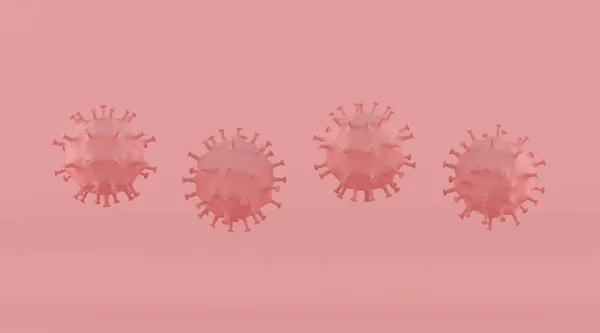Minimal Image Corona Virus Cells Covid Pink Background Rendering — Stock Photo, Image