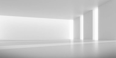 Güneş ışığının olduğu soyut beton alan gölgeyi duvara, geometrik yapıya, müze alanına, vahşet mimarisi perspektifine, 3D görüntüye yansıtıyor..