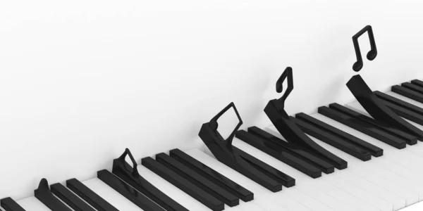Minimal Illustrate Piano Keyboard Sequence Music Note Transformation Concept Rendering — Stock Photo, Image
