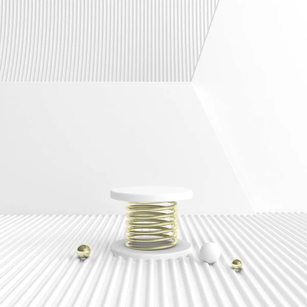 Minimal Abstract Scene Empty Podium Gold Spring Architectural Mock Design — Stock Photo, Image