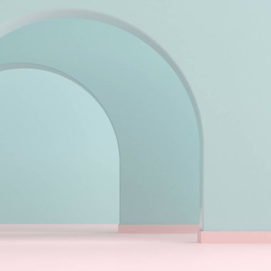 Kemer iç mekanın minimum tarzı, kemerde gölgeler ve gölgeler olan mimari ayrıntılar. Pürüzsüz bina. 3B görüntüleme. 