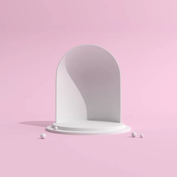 Abstract mock-up scene in minimal style, Podium with geometry form, Product presentation, pastel color object platform. 3D rendering.