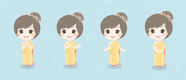Thaï Fille Dans Thai Festival Eau Illustration Vectorielle — Image vectorielle