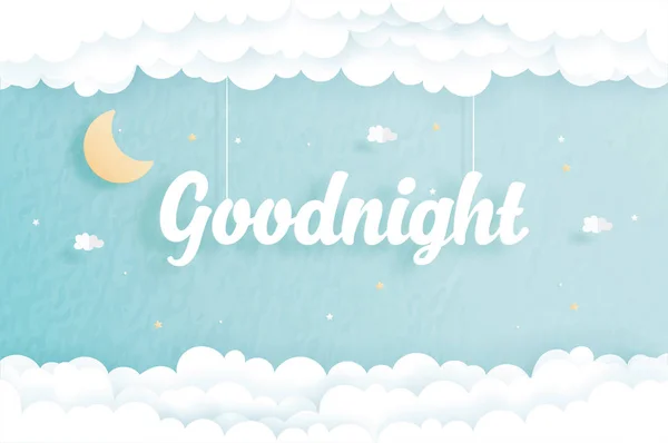 Arte Papel Con Concepto Goodnight Con Nube Estrella Ilustración Vectorial — Archivo Imágenes Vectoriales