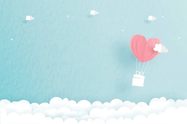 Concepto Amor Con Globos Corazón Cielo Tarjeta San Valentín Boda — Vector de stock