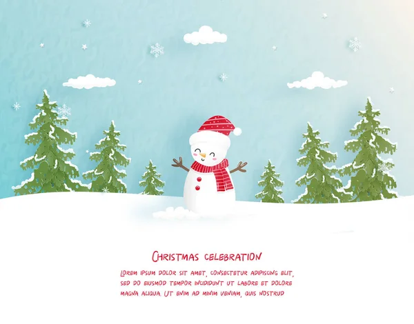 Karácsonyi Üdvözlőlap Papírvágással Vektorillusztráció — Stock Vector