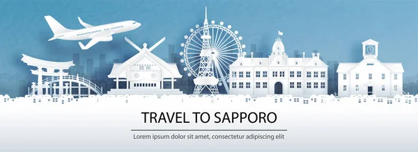 Reklama Podróży Podróży Koncepcji Sapporo Panoramą Miasta Panorama Światowej Sławy — Wektor stockowy
