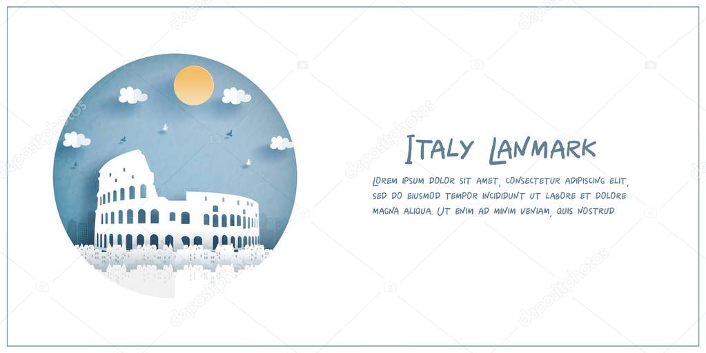 Italy landmark in paper cut style. Vector illustration.