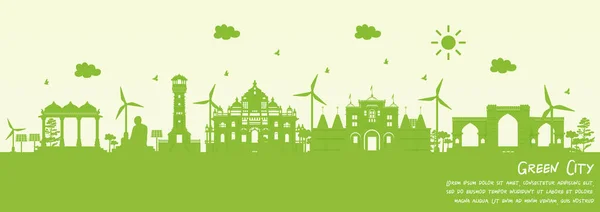 Ville Verte Ahmedabad Inde Concept Environnement Écologie Illustration Vectorielle — Image vectorielle