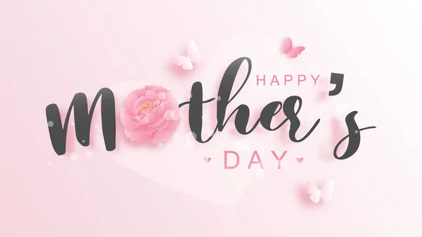 Happy Mother Day Hintergrund Mit Bunten Blumen Und Schmetterlingen Vektor — Stockvektor