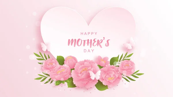 Happy Mother Day Hintergrund Mit Bunten Blumen Und Schmetterlingen Vektor — Stockvektor