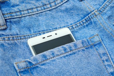Cep telefonu poket mavi klasik kot pantolon
