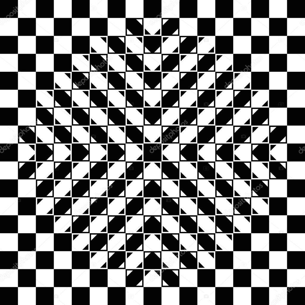 Bulging checkerboard optical illusion