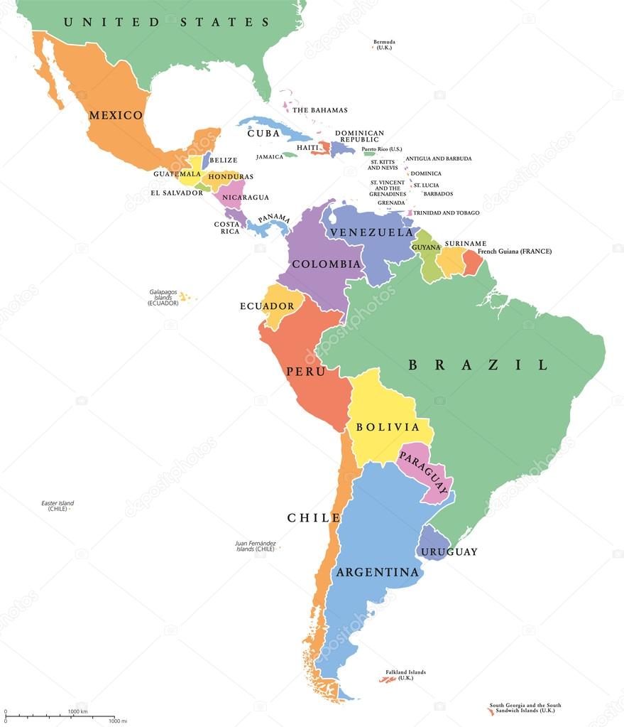 América Latina Mapa Político De Estados Individuales 2024