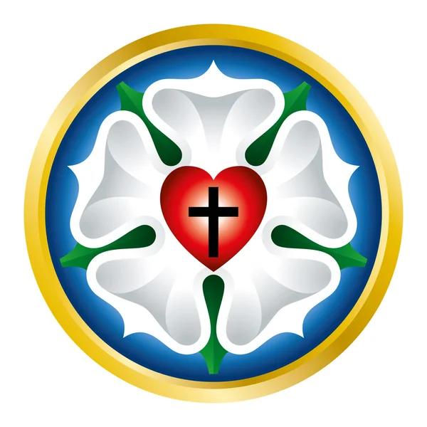 白色的路德玫瑰象征图 — 图库矢量图片