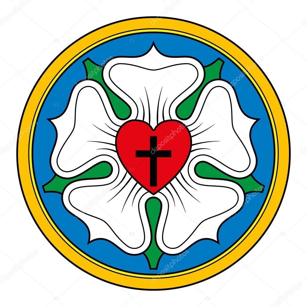 Luther rose symbol illustration over white