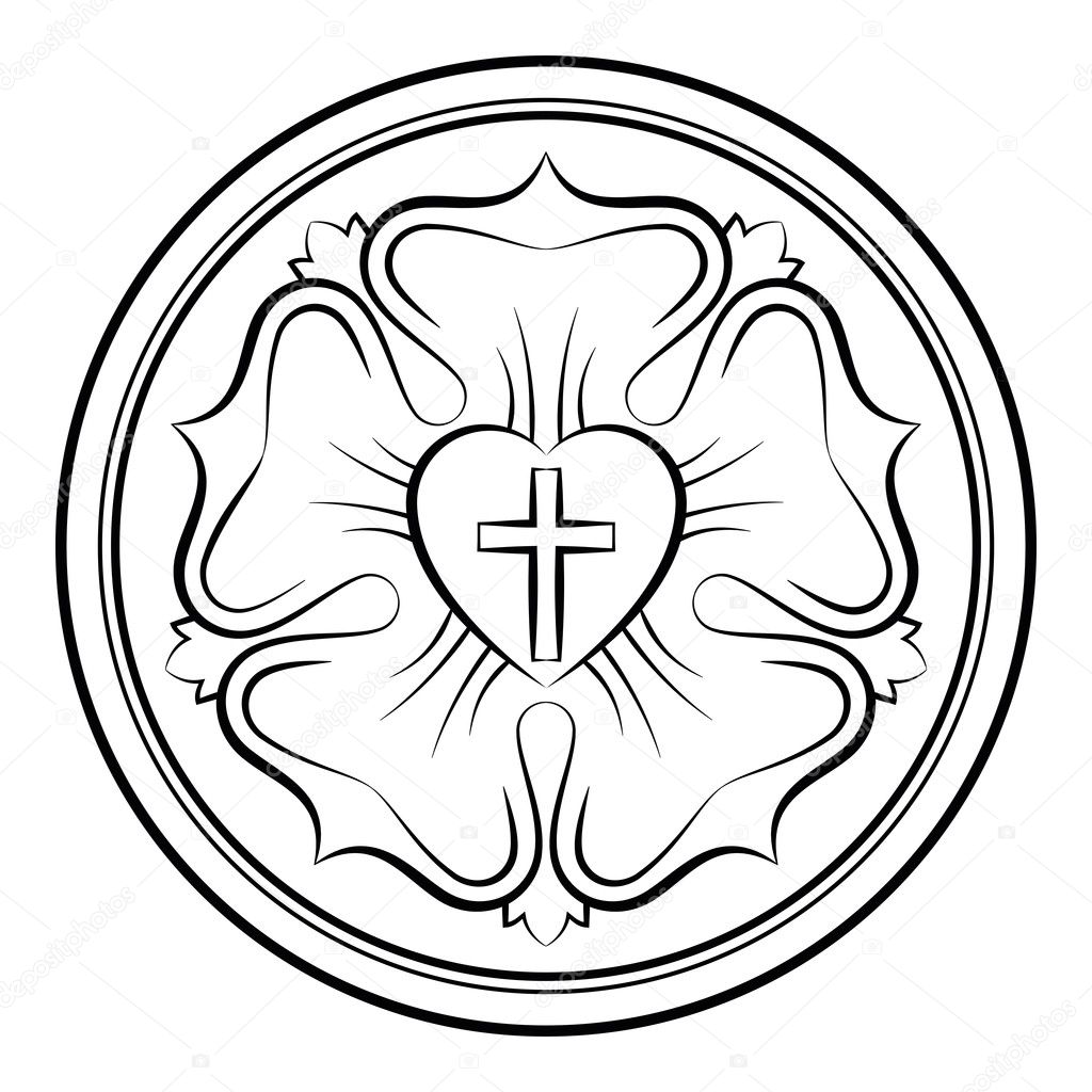 Luther rose monochrome calligraphic illustration Stock Vector Image by