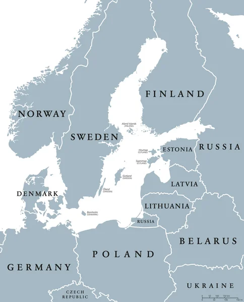 バルト海周辺国の政治地図 — ストックベクタ