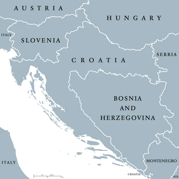 Carta politica dei paesi dei Balcani occidentali — Vettoriale Stock