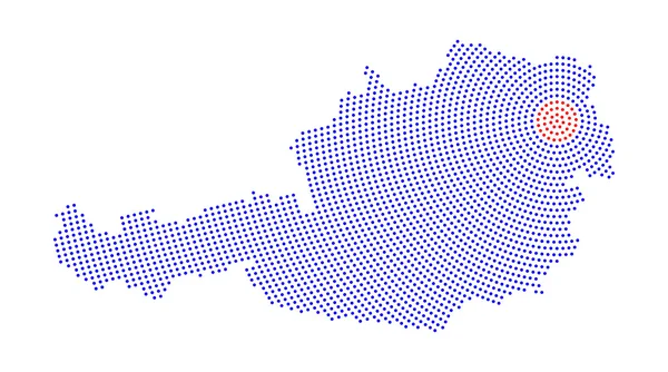 Avusturya harita Radyal nokta deseni — Stok Vektör