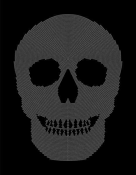 Skull symbol radial dot pattern — Stock Vector