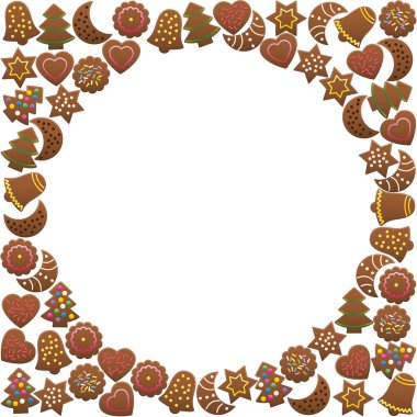 Gingerbread çerezleri yuvarlak çerçeve