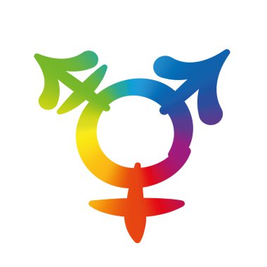 Transseksüel sembolü gökkuşağı degrade renkli