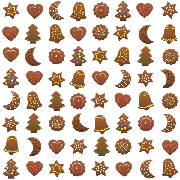 Mézeskalács cookie-k Xmas minta — Stock Vector