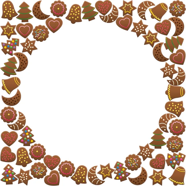 Gingerbread Cookies Round Frame — Stock Vector