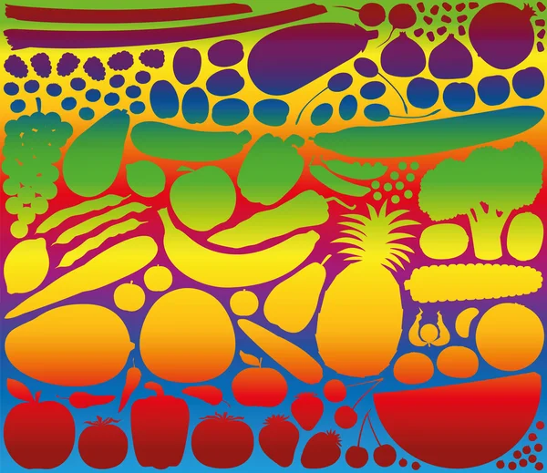 Frutas Verduras Colorido patrón de fondo — Archivo Imágenes Vectoriales