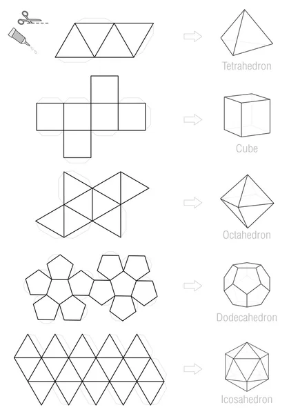 Platonische lichamen Craft patroon sjabloon — Stockvector