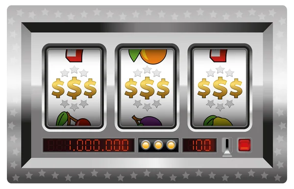 Slot Machine ezüst dollárt nyer — Stock Vector