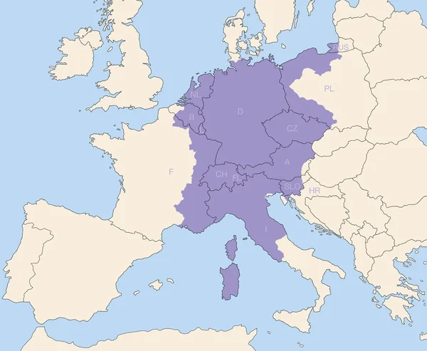 Territorio del Sacro Imperio Romano Germánico Mayor Extensión — Vector de stock