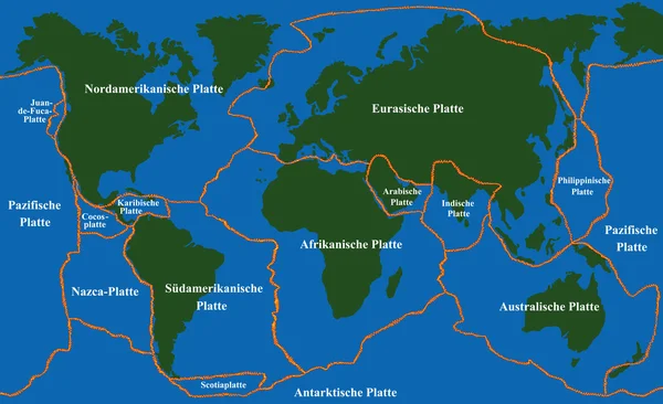 Plaque Tectonique Faultlines Allemand — Image vectorielle