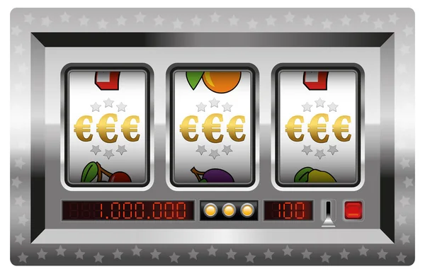 Slot Machine Win euró szimbólum ezüst — Stock Vector